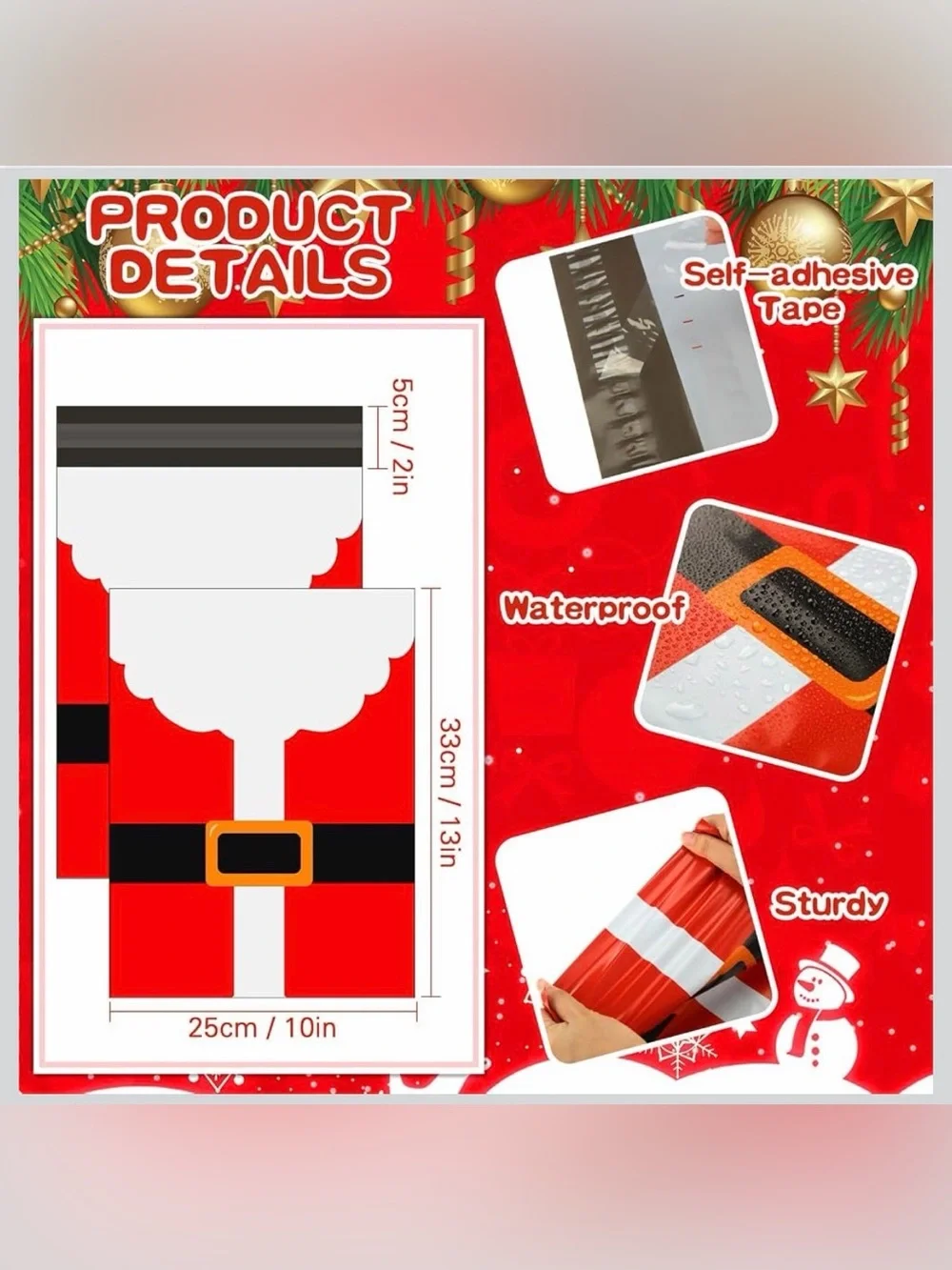 20PC 10”x13” Poly Mailers - Christmas Assorted